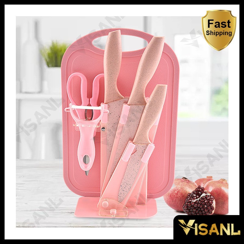 7 in 1 Kitchen Knife Set / Talenan, Pisau, Pengupas, Gunting Dapur Set pisau set