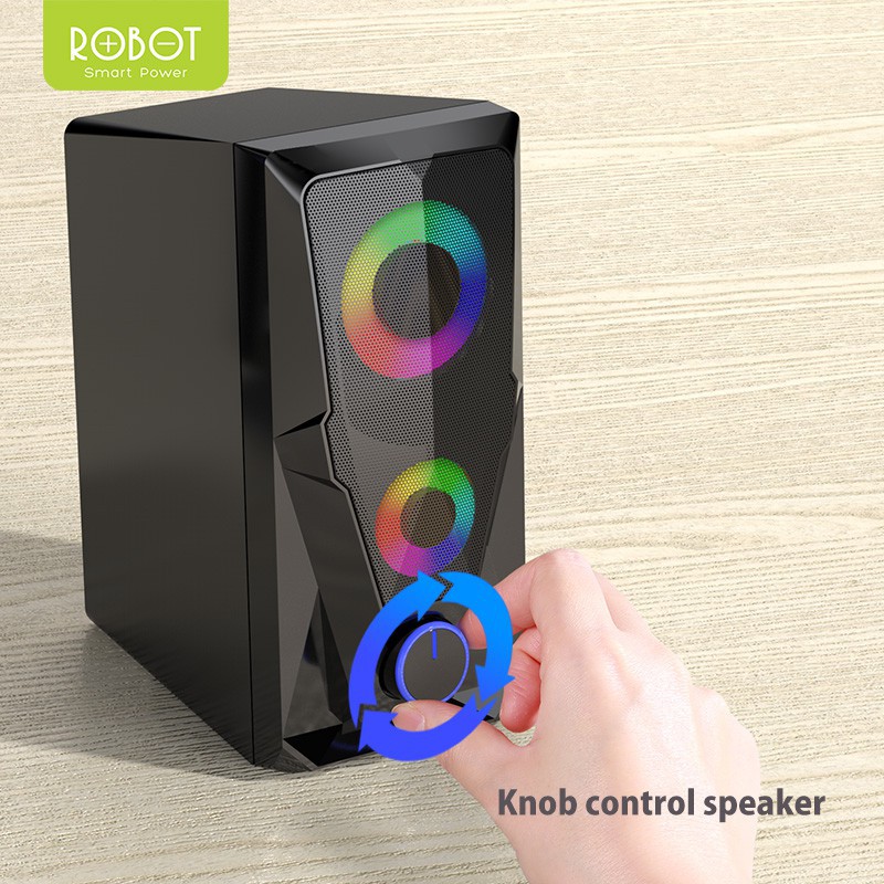 ROBOT SPEAKER USB RS200 Multimedia Portable Music Speaker Gaming 3.5mm AUX with 2ch stereo / RGB