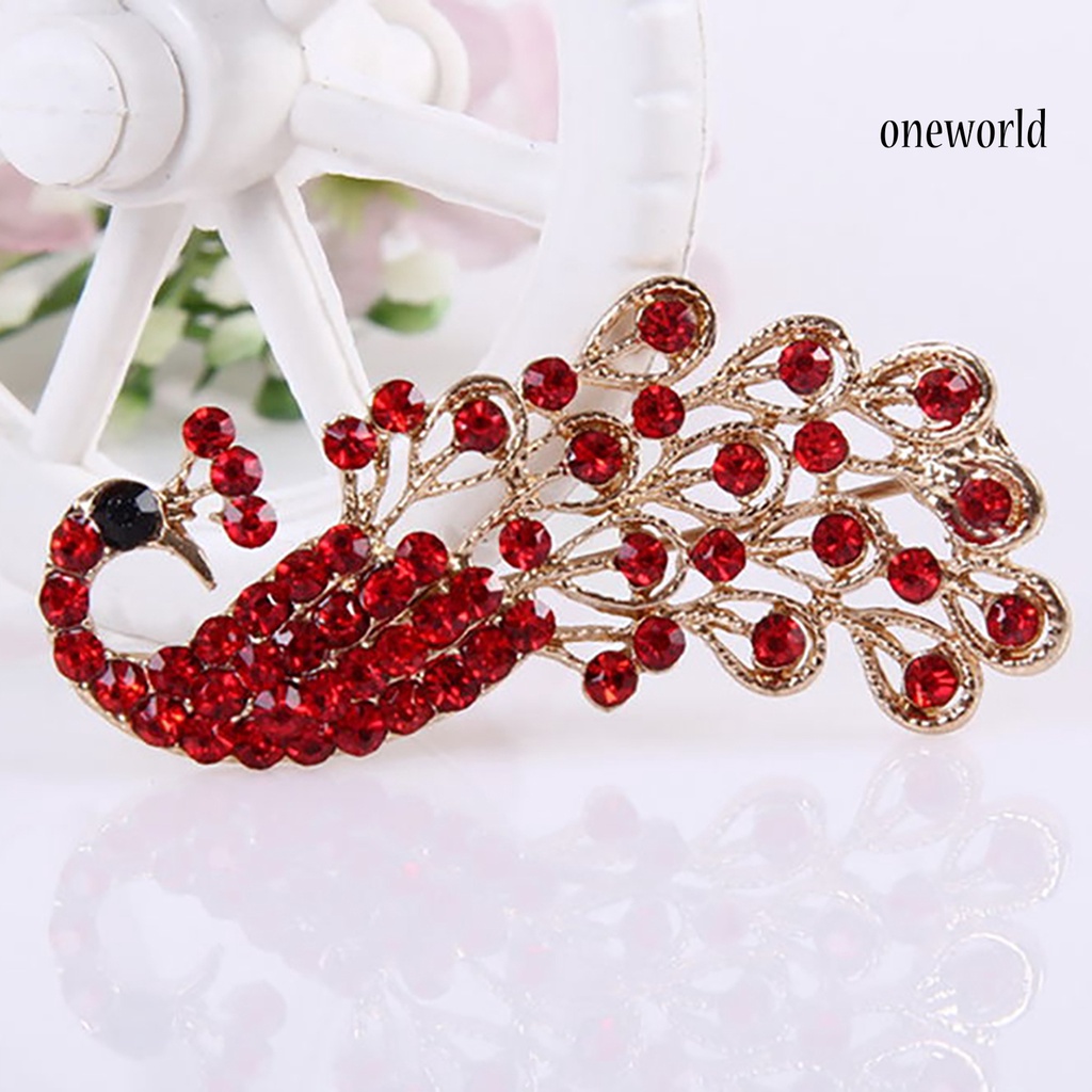 OW@ Brooch Pin Shiny Lovely Women Fashion Peacock Shape Collar Pin for Wedding