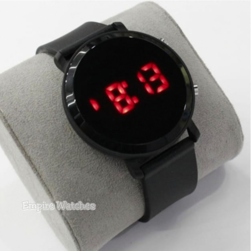 Jam Tangan LED Watch Bulat  Pria Wanita Strap Rubber