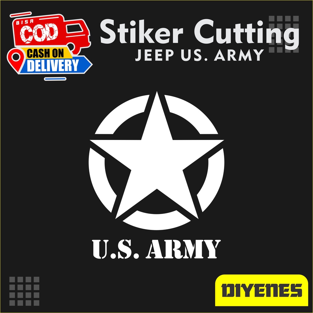 Sticker Cutting JEEP US. ARMY, Stiker Jeep