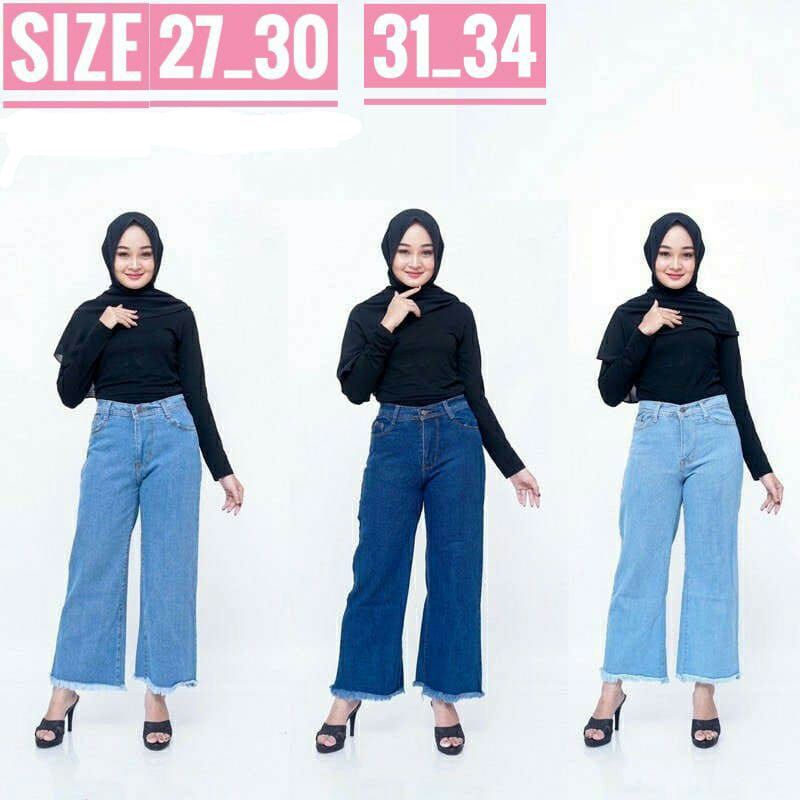 Highwaist Kulot Jeans wanita Rawis