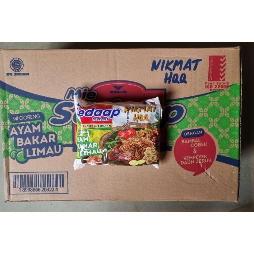 NOODLES/MIE INSTANT SEDAP GORENG AYAM BAKAR LIMAU KEMASAN DUS ISI 40 PCS