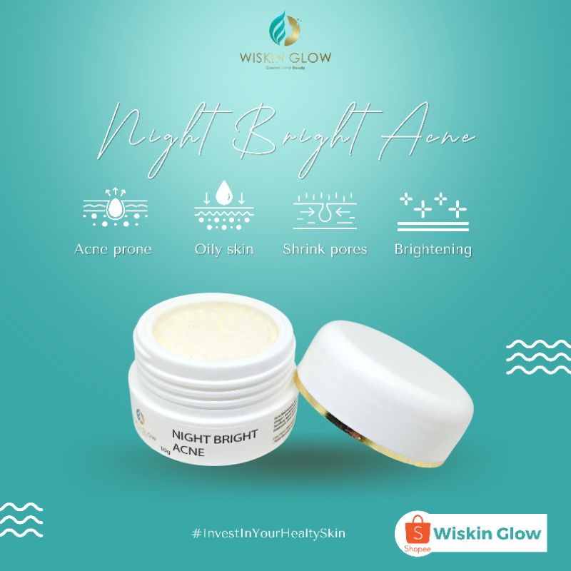 NIGHT CREAM ACNE WISKIN ( krem jerawat ampuh wiskin glow )