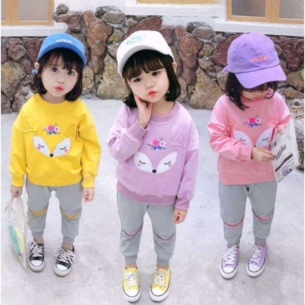 Setelan Rose Flow 1 - 6 Thn Set Sweater Anak Lucu