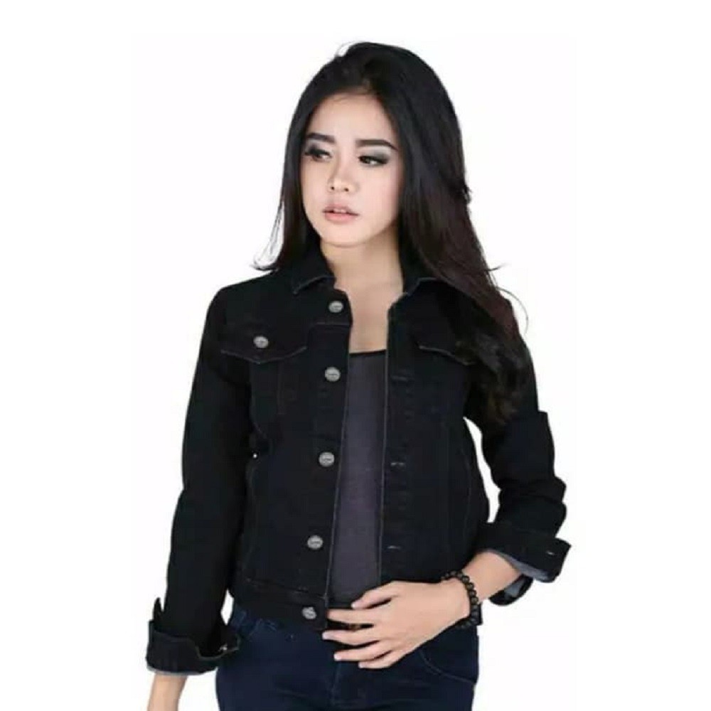 Model Jaket Jeans Hitam Cewek | Jaket Lucu | Cantik  Premium Bandung Ukuran L dan XL