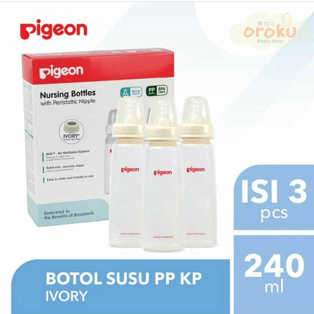 PIGEON TRIPLE PACK KK PP W SILICONE 120 ML / 240 ML  / BOTOL SUSU BAYI