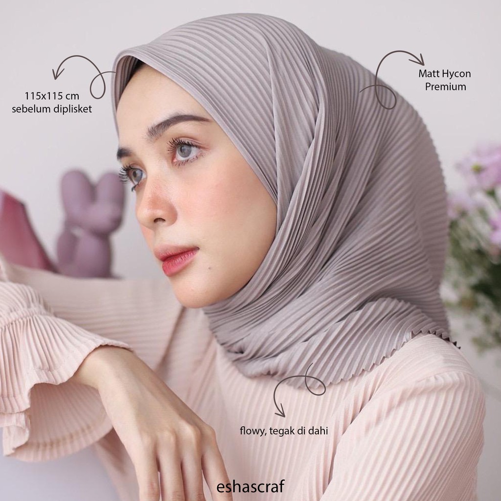 TERBARU!! Hijab Segiempat Plisket // Bella Plisket Lidi Premium Tanpa Garis Tengah 115*115-8