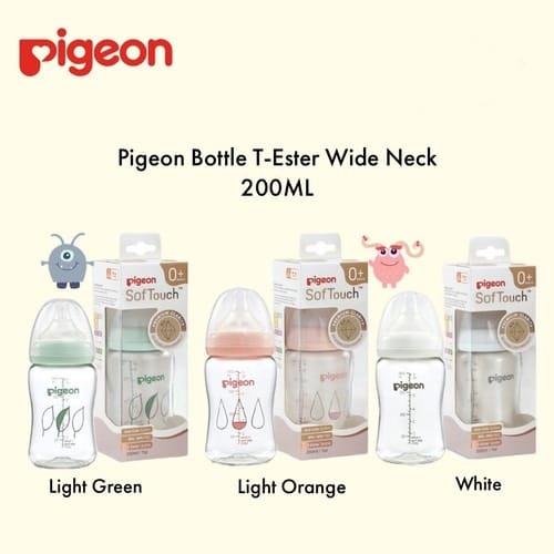 PIGEON Botol T-Ester Wide Neck W/ P-Plus Nipple (Tersedia varian ukuran dan motif)