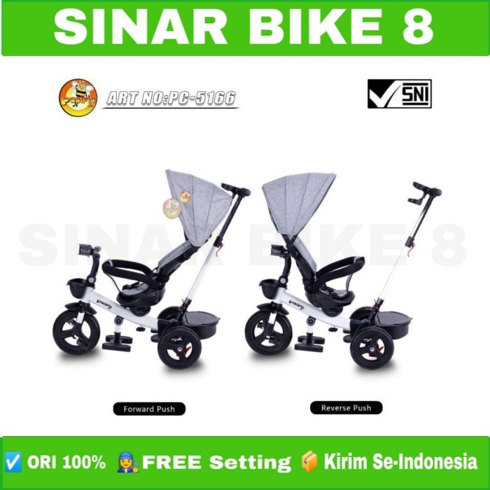 Sepeda Anak Roda Tiga PACIFIC PC 5166 Kursi Bisa di Putar Kanopi Tricycle Anak