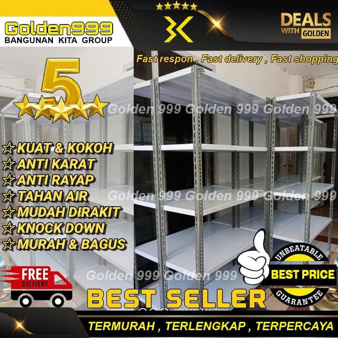 Rak Besi Siku Lubang / 5 Susun / 0.3X1X2 M / Bagus & Murah/ Via Kargo Outlet.Tere