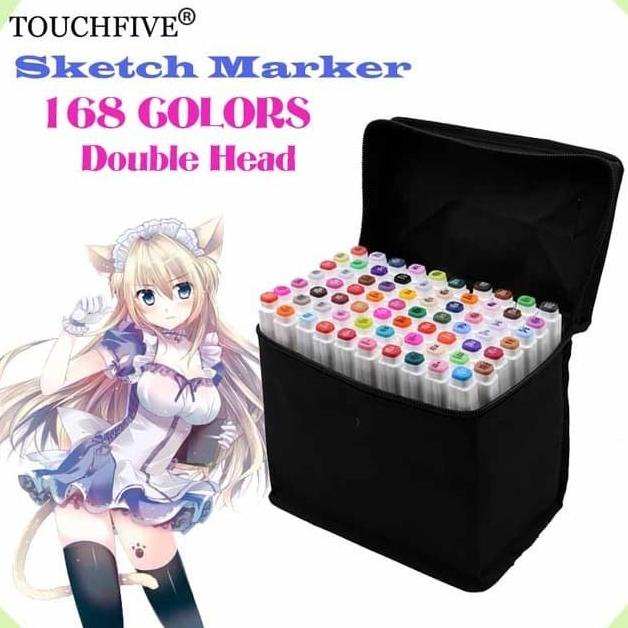 

(BISA COD) Touchfive 168 Colors Twin Marker Brush Pen Copic Spidol Sketch Draw TERBAIK Kode 389