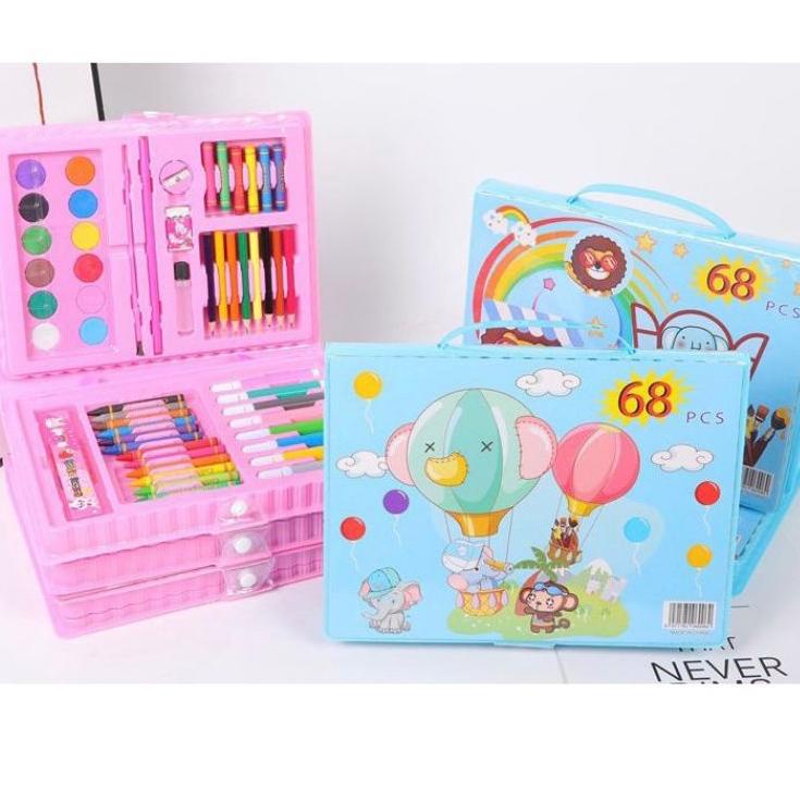 

Terlaris crayon set 68pcs/alat mewarnai anak/atk/alat melukis anak free serutan free kuas ,.