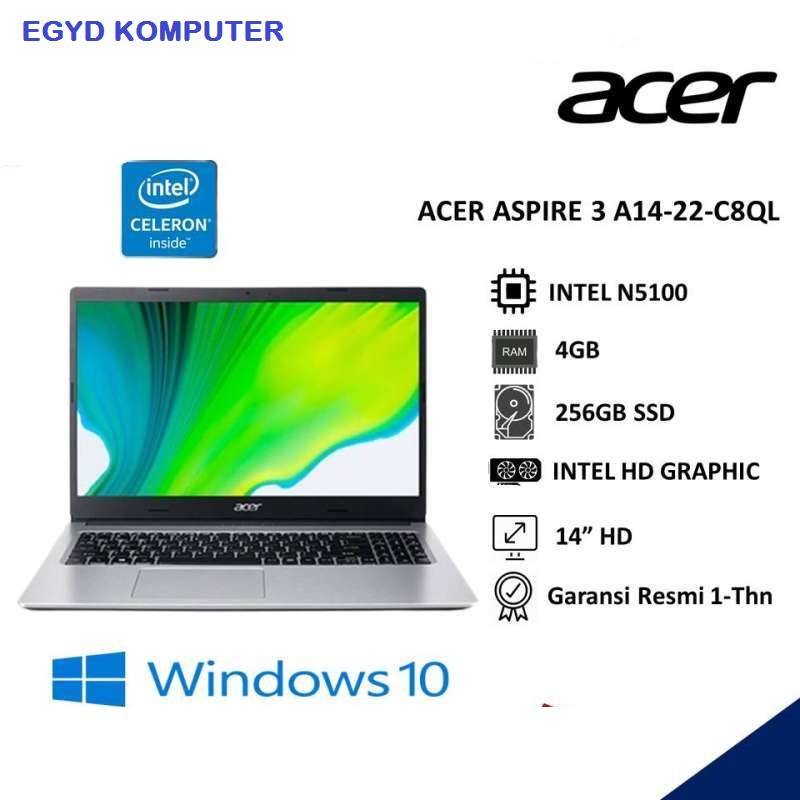 ACER A 314 N5100 RAM 4GB SSD 256