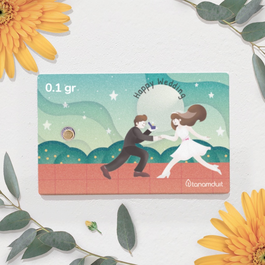 tanamduit - Emas wedding gift series 0,1 gram - 0,5 gram emas asli 24K logam mulia souvenir nikah ka