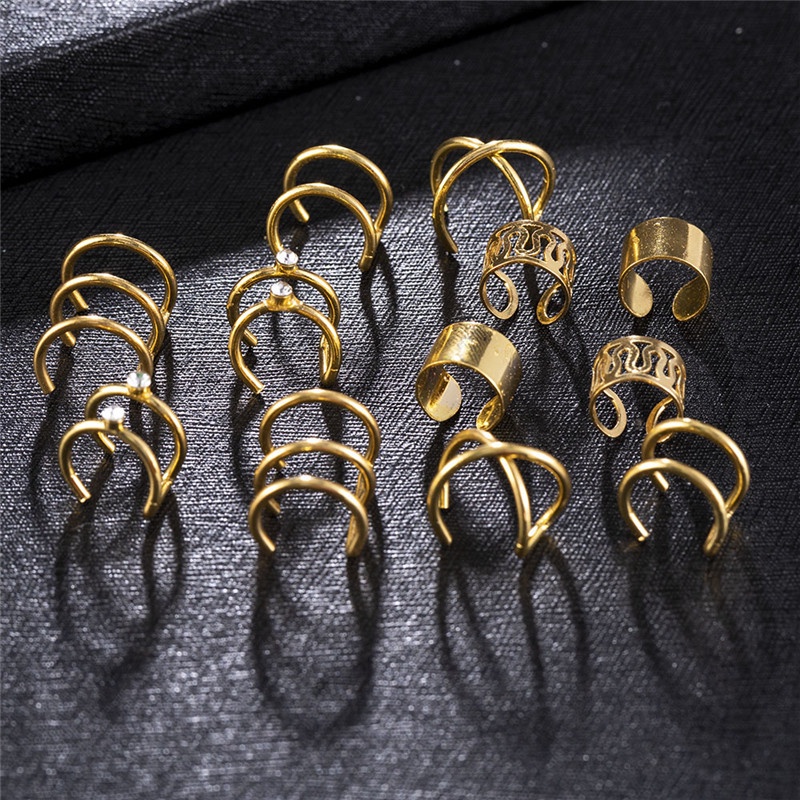 AZ179 [COD]Set Cincin &quot;multi-pcs&quot; Gaya Wanita Bohemian Gaya Harian Emas Dan Perak