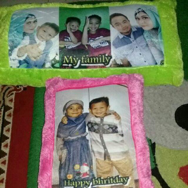 Bantal Foto Murah Ukuran Standar Tidur 60x40cm Print Nama Foto Gambar Karakter Gratis Free Cantik