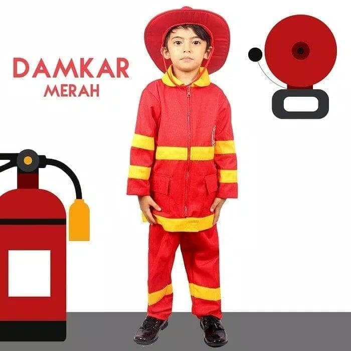 Seragam Profesi Anak Pemadam Kostum Setelan Damkar Cowok Baju Kijang Laki Laki