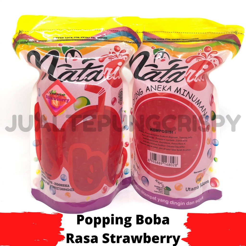 Popping Boba Strawberry 500g - Jelly Mutiara - Topping Minuman Kekinian