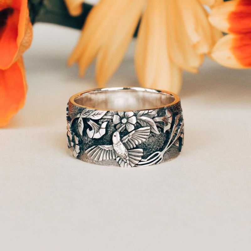 Vintage Silver Black Personalized &amp; Creative Ring