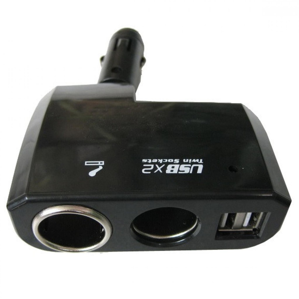 Car Charger Cigarette Splitter 2 Socket with 2 USB 5V 1A - BM-035