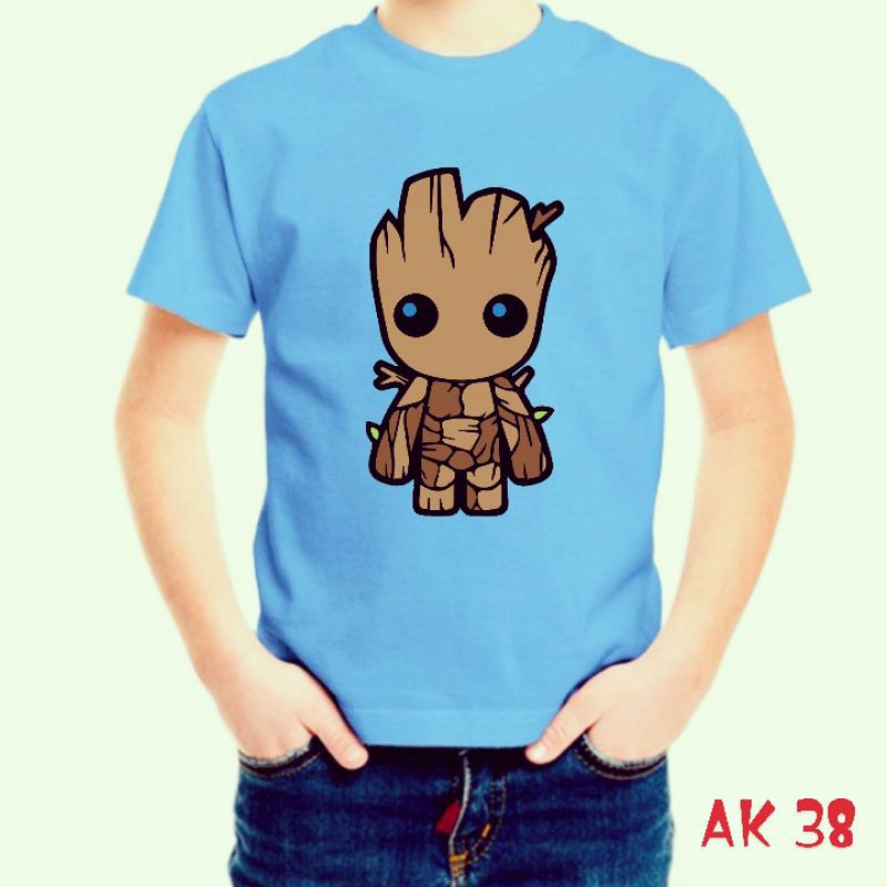 Kaos couple keluarga lengan pendek anak ibu dan ayah motif groot cotton combed 30s