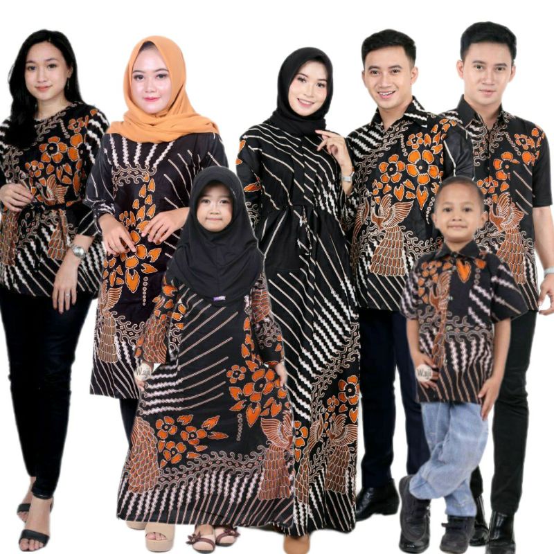 Couple Keluarga Ibu Ayah Dan Anak Gamis Batik Busui Seragam Family Motiv Merak