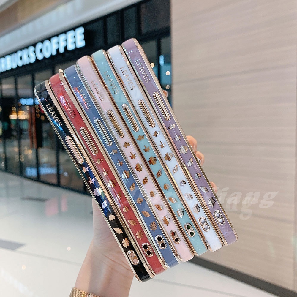 Case Infinix Hot 30i Note 12g96 Note 11 Note 10 Note 8i Hot12Play Hot 12i Hot12 Hot9 Hot8 Smart 4fashion Electroplated Maple Leaf Square Plating Casing Silikon Lembut DGX