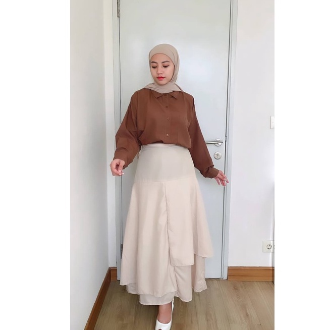 MONALICA ROK SKIRT / ROK LINEN SUSUN ROK PANJANG UNIK / ROK KEKINIAN WANITA / POPLIN SKIRT / LILY LINEN