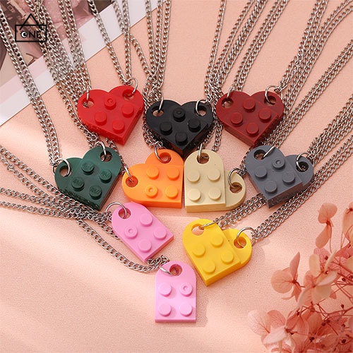 COD❤【Ready stock】1pc fashion murah Kalung Rantai Liontin Hati Lego Lucu Untuk Pasangan / Pria / Wanita kecenderungan A