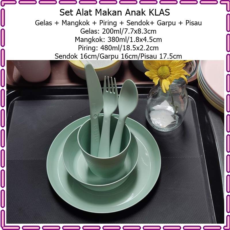 [6in1] Set Alat Makan Anak KLAS Gelas + Mangkok + Piring + Sendok+ Garpu + Pisau