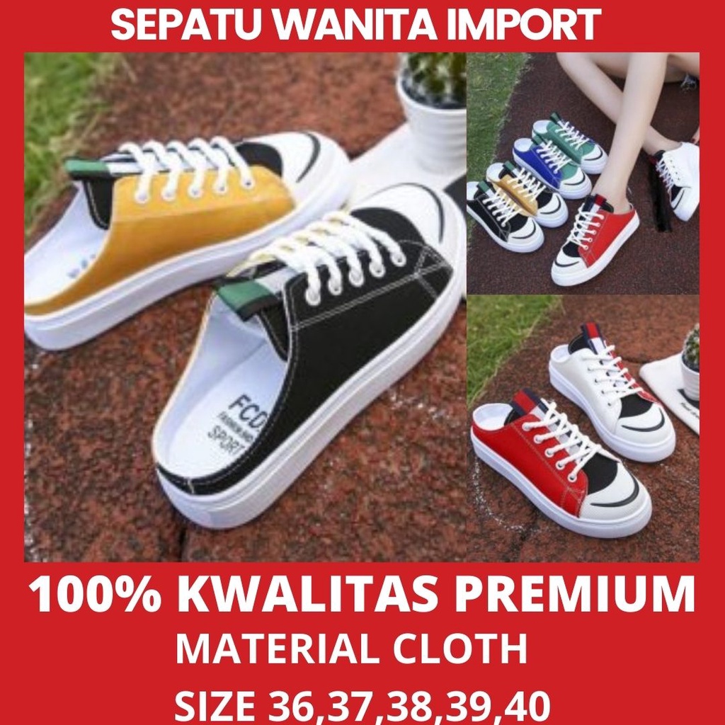 JSS337 sepatu spatu slip on sport olahraga wanita perempuan cewek cewe dewasa sneakers sneaker sneke