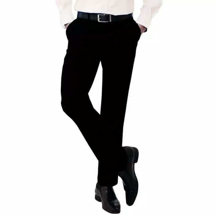 CELANA FORMAL PRIA SLIMFIT Panjang Kerja Kantor Bahan Kain Teflon Hitam Navy Abu Khaky/cream