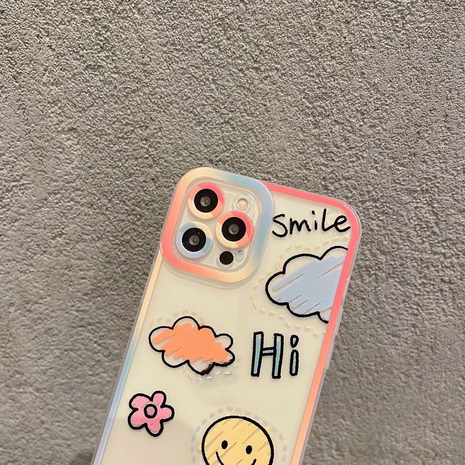 Soft Case Motif Smiley Face Warna Pelangi Untuk Iphone 7 8 Plus X Xs Xr Xsmax 11 12 13 Pro Max 12 Pro Max Xlch