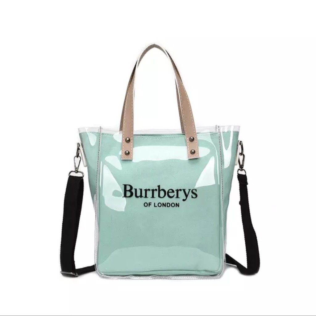 Hot Sale 2020 Tas Fashion Wanita Tas Selempang Handbag PVC Transparan Resleting Burrberys of London