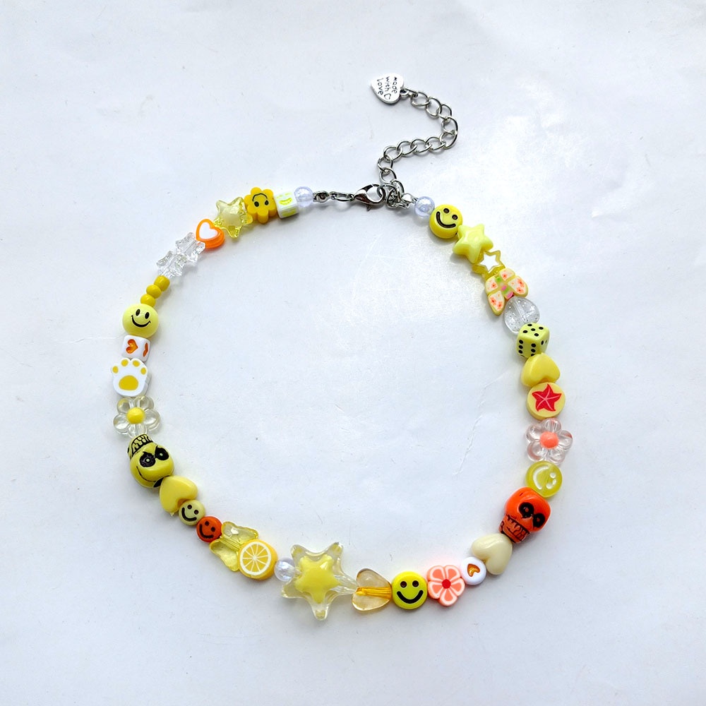 Halloween tengkorak ornamen tanah liat polimer Smiley kupu-kupu akrilik dadu XINGX kalung