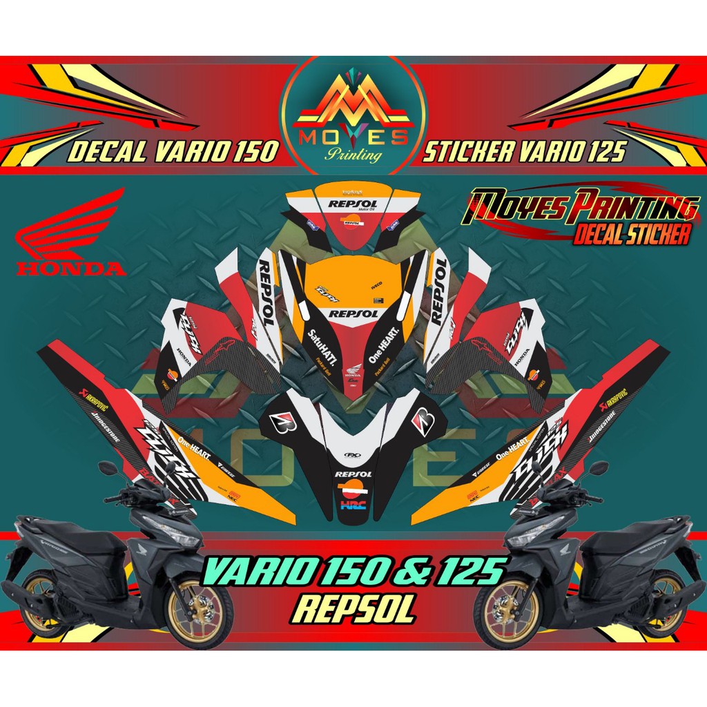 Decal Vario 150 dan 125 Motif Repsol Terbaru 2021 Sticker Motor Honda Vario 150 dan 125
