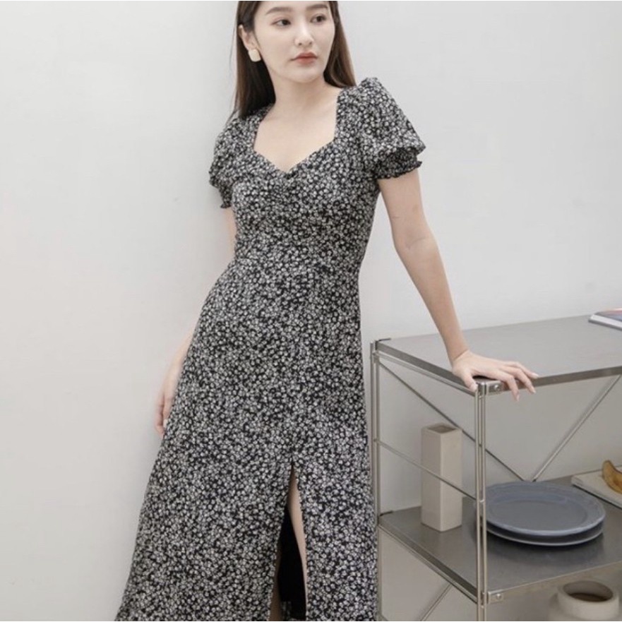 OFFICE CASUAL MIDI PREMIUM CHIFFON WITH FURING DRESS KOREAN LOOK NEW