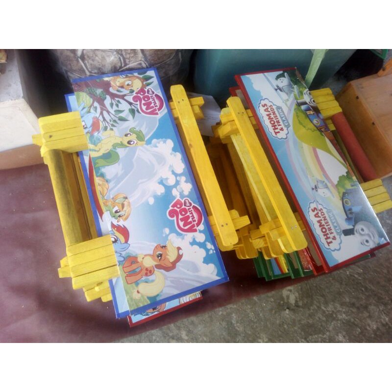 Meja lipat Kayu/meja lipat karakter/meja belajar lipat
