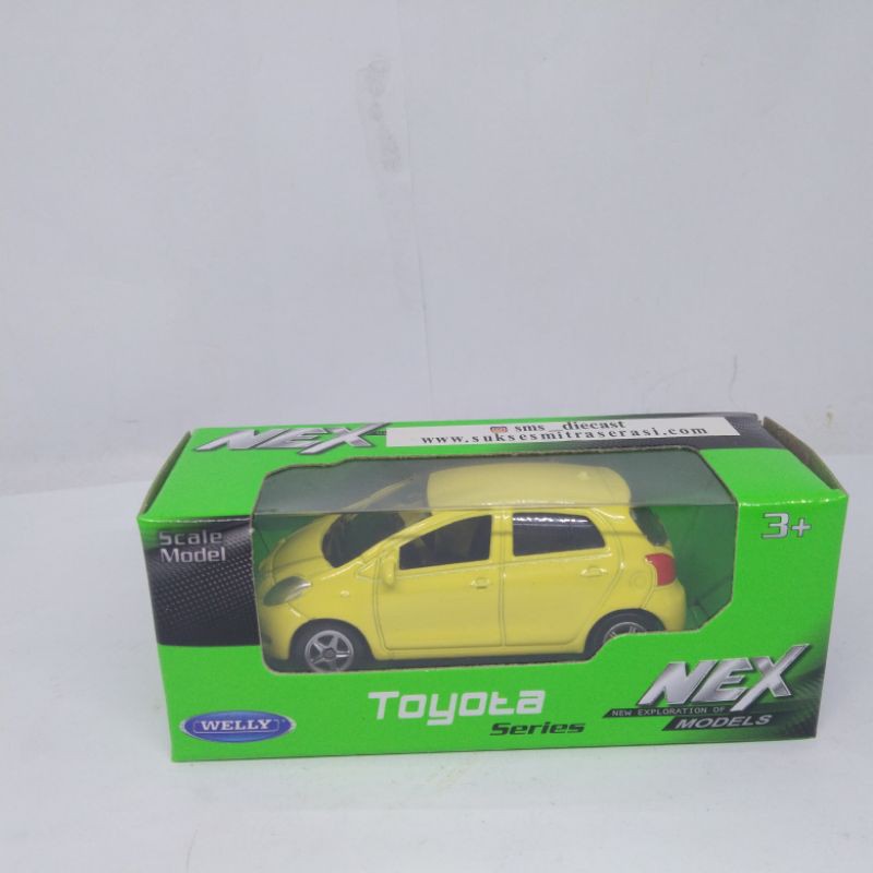 diecast miniatur mobil Yaris skala 1:60 Welly Nex ori