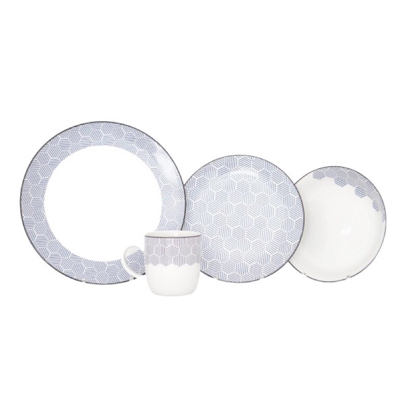 Kedaung Geometri Set Makan / Dinner Set 4 Pcs