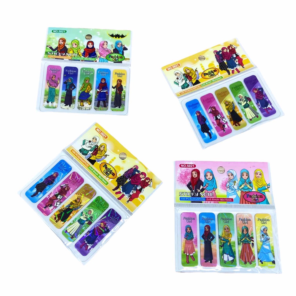 ISI 100LEMBAR | PEMBATAS BUKU BT21 BTS PLASTIK / PEMBATAS BUKU BTS / BOOKMARK BT21 / STIKY NOTE BT21-STC- HIJAB