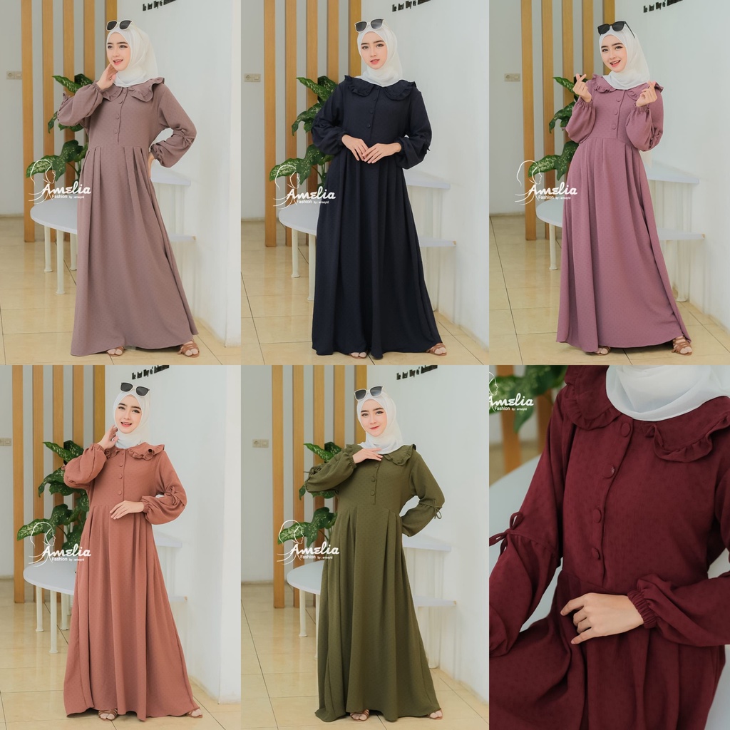 Tami Taqi Tachi Tari gamis kringkel Premium ori Amelia bahan cringkel DOT dan Rubi daily baju gamis wanita kekinian terbaru vintage ECER GROSIR RESELLER DROPSHIPER