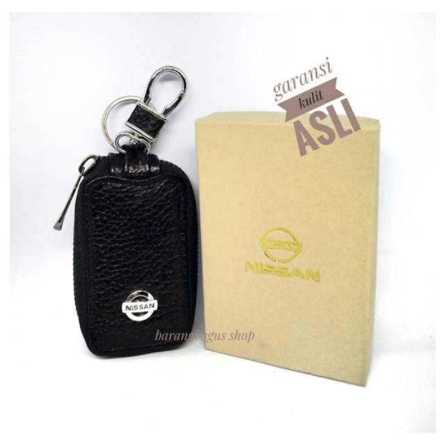 Hardcase / dompet /Tempat Remote Mobil Kulit - Gantungan Logo NISSAN