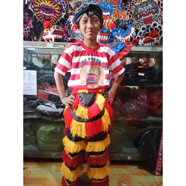 Barongan kayu fullset murah(barongan ukur 4,kaos,celana barong,embyong,udeng) SD kelas 1 sampai kelas 4