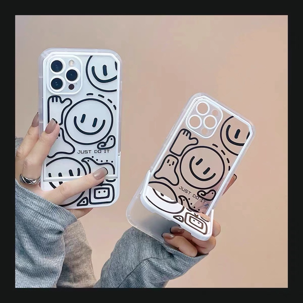 Soft Case TPU Transparan Motif Smiley Cover iPhone 13 12 Pro Max 11 XS XR X 8 7 6S Plus