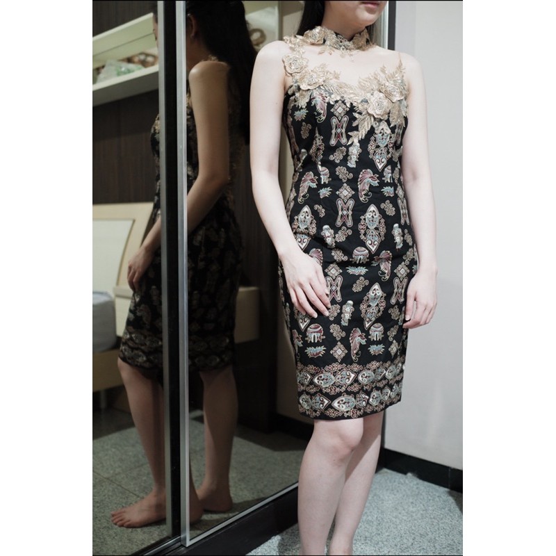 Preloved gaun pesta bekas / second party gown / baju pesta prelove / dress batik brokat / cheongsam