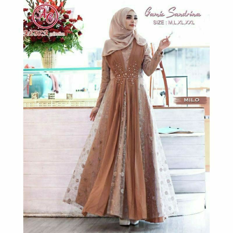 Gamis Pesta Mewah Warna Mocca / Kebaya Seragam / Kebaya Gamis / Kebaya Bridesmaid / Kebaya Modern