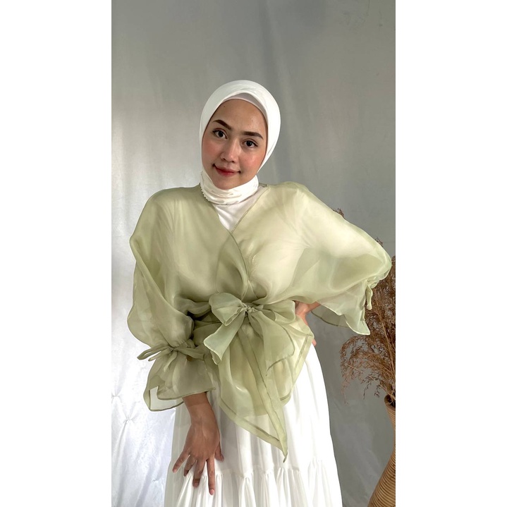 Yara Outer Organza Baju Kondangan Blouse Ballon Atasan Pesta