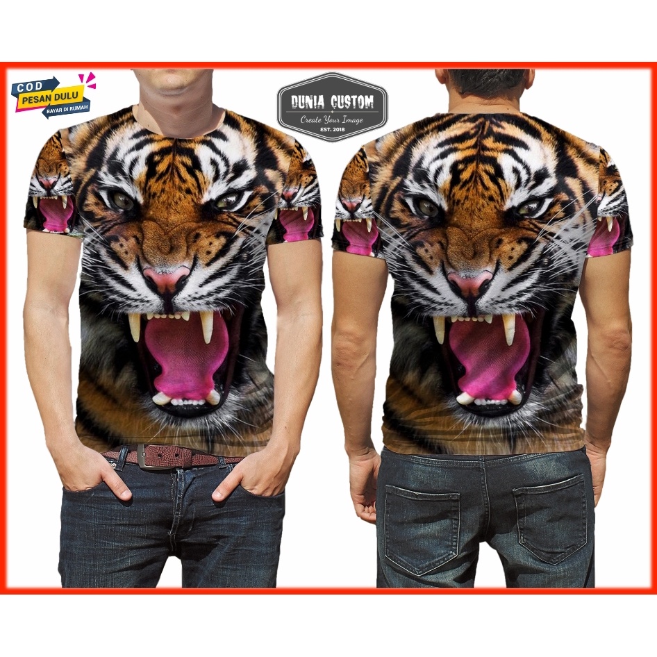 Kaos HARIMAU Macan - Baju Gambar Maung Tiger Fullprint - Tshirt Pria Harimau Sumatera
